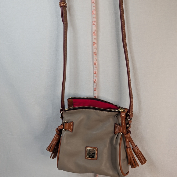 Dooney & Bourke Wexford Leather Mini Zip Crossbody Tan Camel - Picture 12 of 13